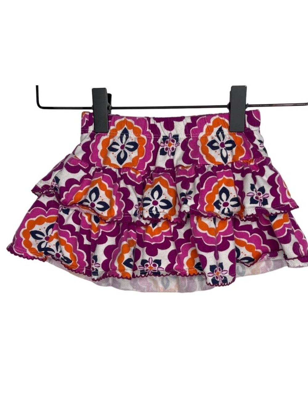 Gymboree Girls 12-18 Months Tiered Ruffle Skirt Purple Pink Boho Floral